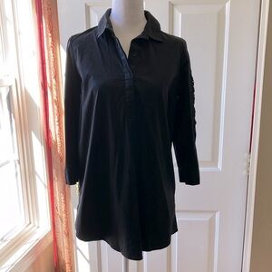 RENUAR Tunic Shirt with Embellished/Embroidered Sleeves Black Size S/P